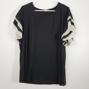 Jane and Delancey Scoop Neck Ruffle Sleeve Blouse